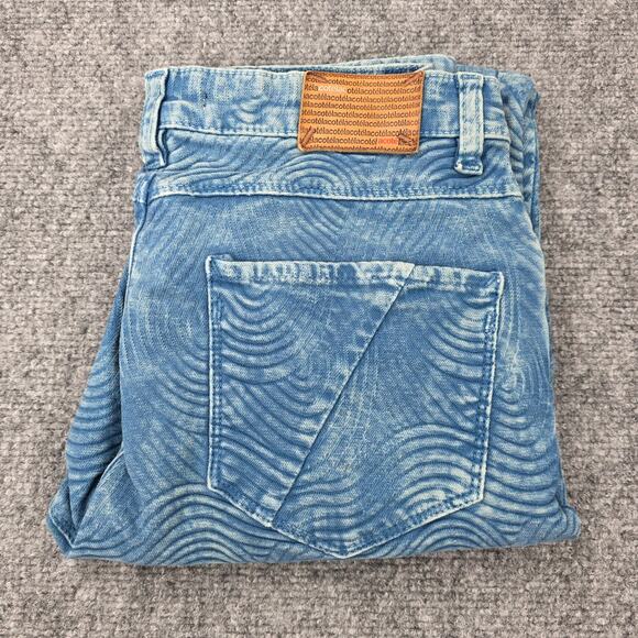 Cotélac Denim - Acote Skinny Jeans Womens 0 Blue Textured Swirl Pattern Denim Casual Streetwear